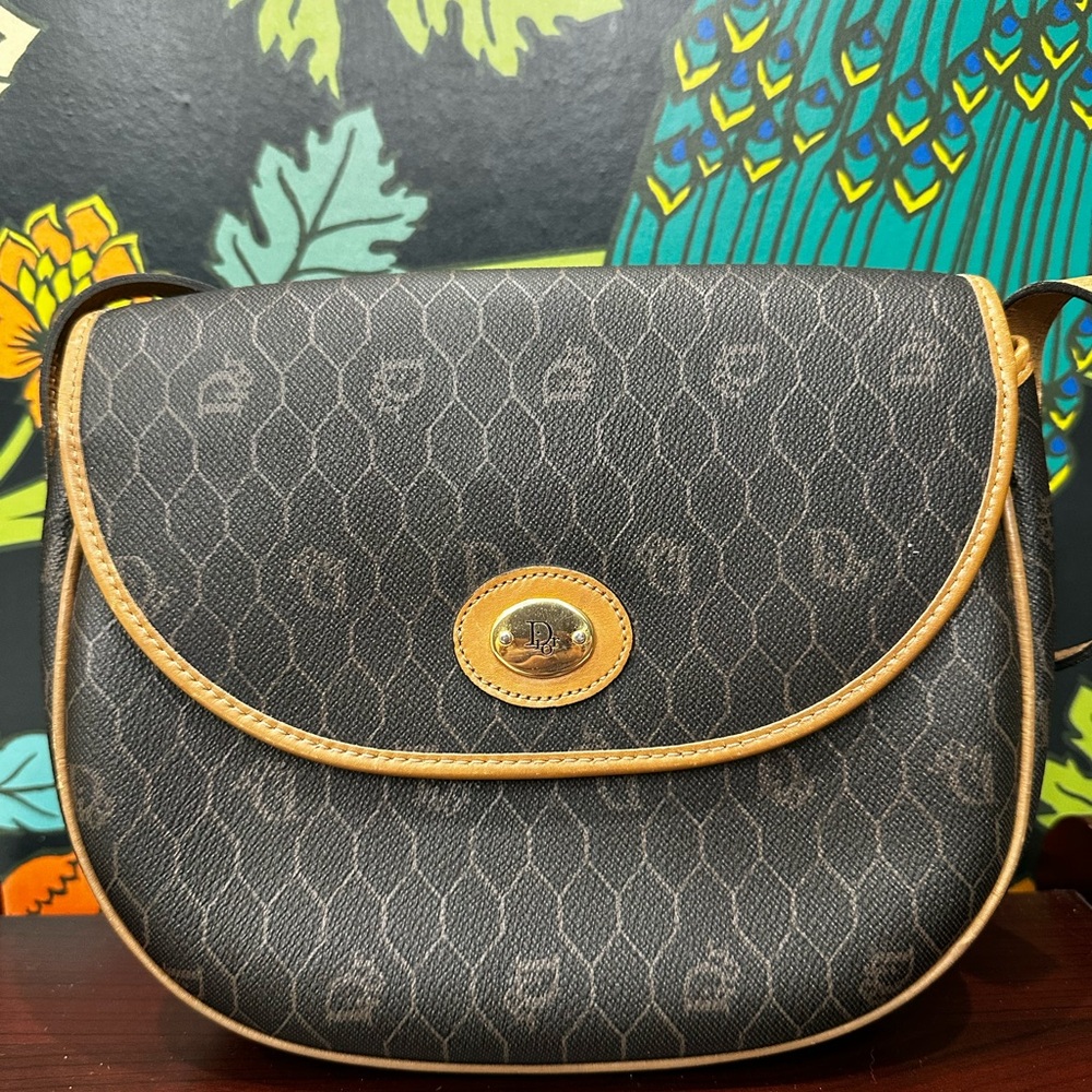 Christian Dior Vintage Honeycomb Monogram Crossbody (Made in France, 1970s–80s) - Picture 4 of 11